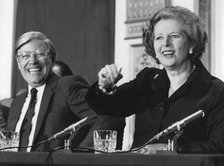 Margaret Thatcher and West German Chancellor Helmut Schmidt at Chequers, 13th May 1981. Artist: Unknown