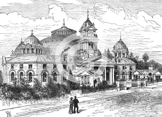 The Devonshire Hospital, Buxton, with the additional building, 1881. Creator: Unknown.