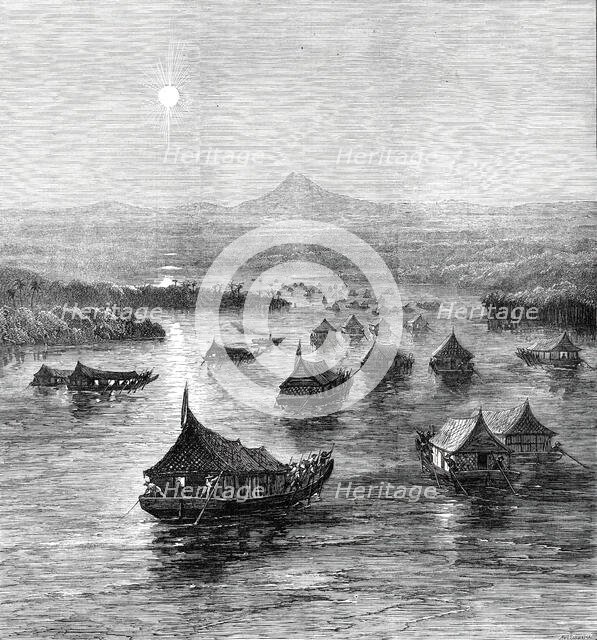 The Expedition against the Malays: the British Force ascending the Perak River, 1876. Creator: J Greenaway.