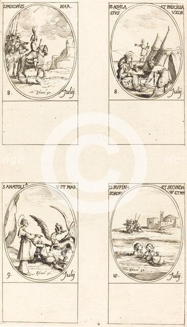 St. Procopius; Sts. Aquila and Prisca; St. Anatolia; Sts. Rufina and Secunda. Creator: Jacques Callot.