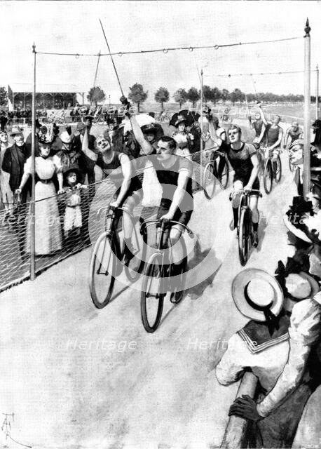 The Bicycle in Germany: a ring-taking contest, 1898. Creator: Unknown.