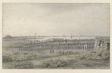River landscape with palisades, 1805-1862. Creator: Joannes Dijkhoff.