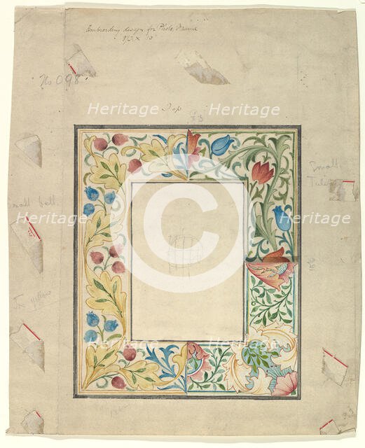 Embroidery Design for a Frame, No. 098, after 1875. Creator: Morris & Co.