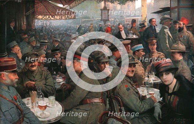 Cafe de la Paix  During the War, 1917. Creator: Louis Remy Sabattier.