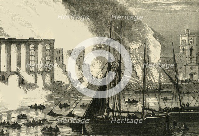'The Great Fire at Cotton's Wharf Tooley Street, 1861', (c1878). Creator: Unknown.