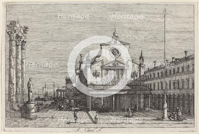 Imaginary View of S. Giacomo di Rialto, c. 1735/1746. Creator: Canaletto.