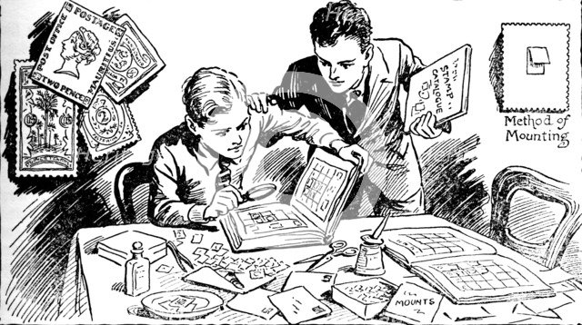 'Joys of Stamp Collecting', 1937. Artist: Unknown.