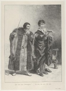 Polonius and Hamlet, 1834-43., 1834-43. Creator: Eugene Delacroix.