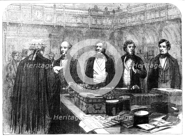 Members of the House of Commons Taking the Oaths, 1857. Creator: Unknown.