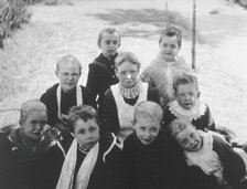 Gloucester smallpox epidemic, 1896: nine convalescent children, 1896. Creator: HCF of Gloucester.