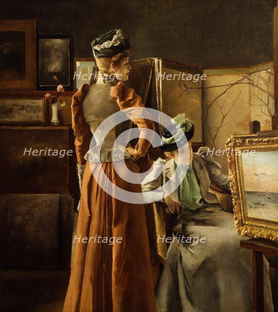 Looking at a Painting, 1891. Creator: Alfred Stevens.