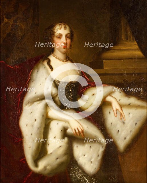 Portrait of Catherine of Braganza (1638-1705), Queen consort of England, 3rd quarter of 17th century Creator: Lely, Sir Peter (1618-1680).
