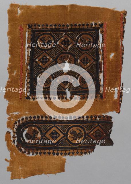 Fragment of a Tunic with Segmentum and Part of a Gammadion Border, 400s - 600s. Creator: Unknown.