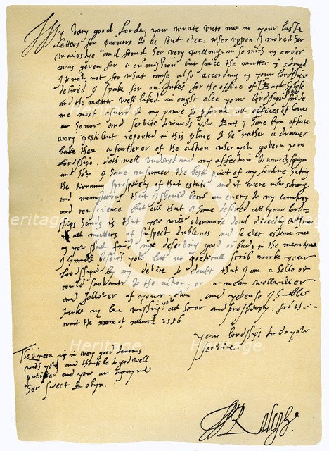 Letter from Sir Walter Raleigh to Robert Dudley, Earl of Leicester, 29th March 1586.Artist: Sir Walter Raleigh