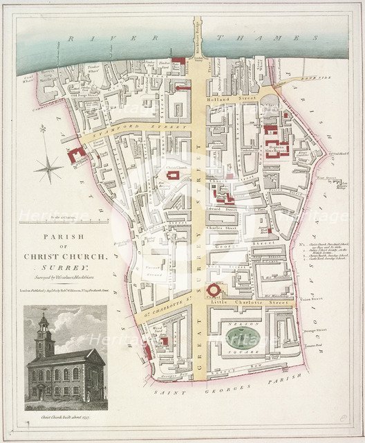 Map of the Parish of Christ Church in Southwark, London, 1821. Artist: Anon