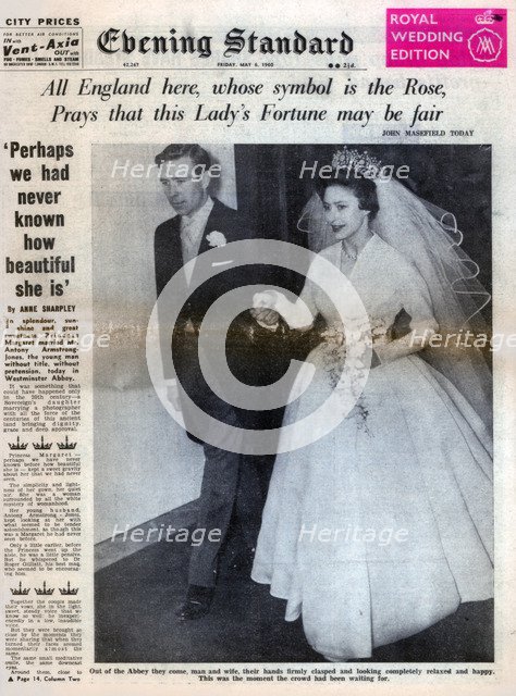 Princess Margaret marries Antony Armstrong-Jones, 6 May 1960. Artist: Unknown