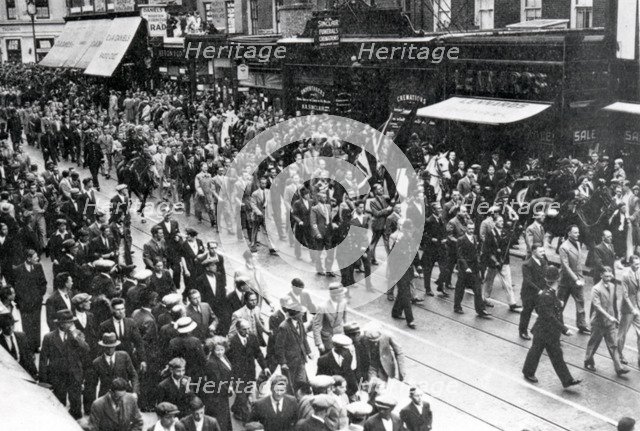 Street March through East London, Sir Oswald Mosley's Union Movement, 1936. Artist: Unknown