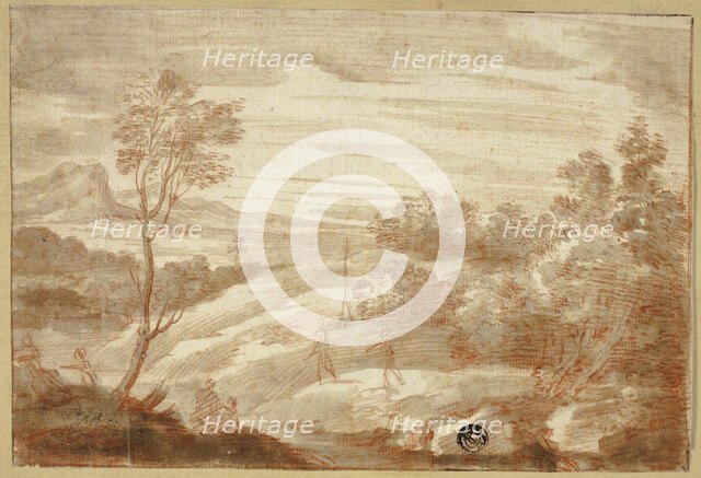 Wooded Landscape with Figures, 17th century. Creator: Unknown.