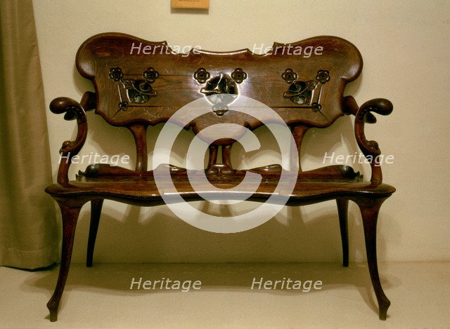 Bench of commercial office Calvet House, 1904, designed by Antoni Gaudi.
