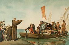 Departure of Columbus from the Port of Moguer on August 3, 1492, (1890), 1890.  Creator: Unknown.