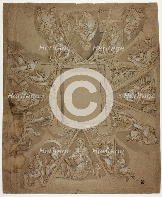 Ceiling Decoration with Four Fathers of the Church, Sibyls and Prophets, n.d. Creator: Unknown.