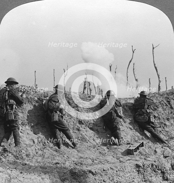 Battlefield scene, Passchendaele, Belgium, World War I, 1914-1918.Artist: Realistic Travels Publishers