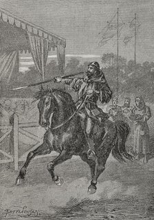 Peter III of Aragon in the arena at Bordeaux , 1283, (1890).  Creator: Joan Serra y Pausas.