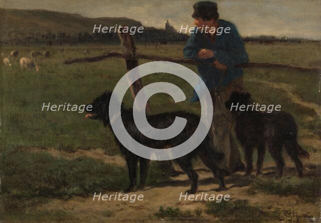 Farmer with dogs, c.1850-c.1890. Creator: Emile van Marcke de Lummen.