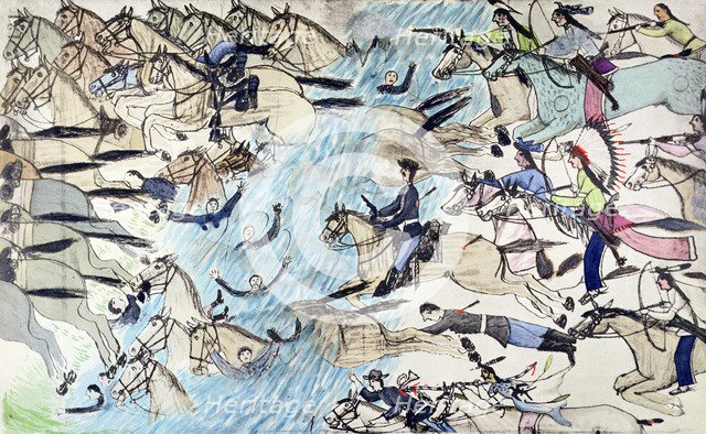 Battle of Little Bighorn, Montana, USA, 25-26 June 1876 (c1900). Artist: Amos Bad Heart Buffalo