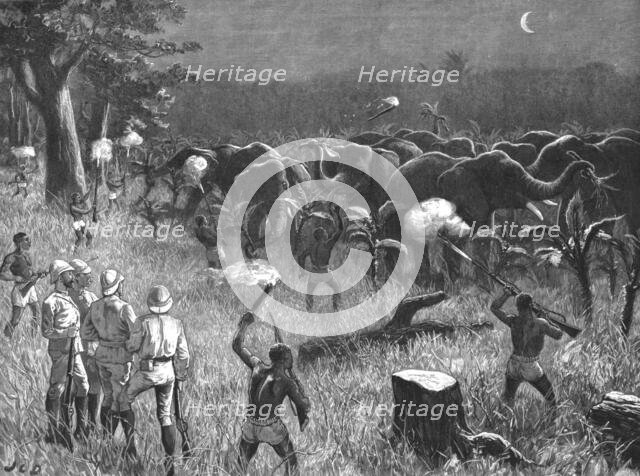 'The Graphic' Stanley Number; Zanzibaris Scaring Elephants which were destroying a Banana Grove near Creator: Unknown.