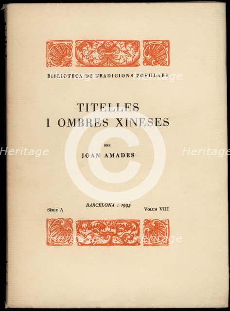 Book cover of 'Titelles i ombres xineses' by Joan Amades, published by the Biblioteca de Tradicio…