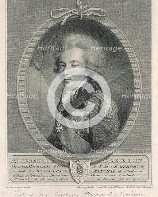 Portrait of Count Alexander Lvovich Naryshkin (1760-1826), 1801. Artist: Saunders, Joseph (active Early 19th cen.)