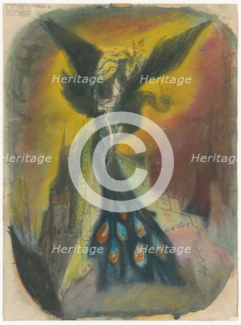 Princess carried away by a monster with a peacock's tail, 1940-1944. Creator: Ján Novák.