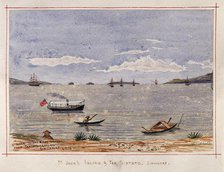 Singapore: St  John's Island and The Sisters from the beach at Tanjong Katong, 1879. Creator: John Edmund Taylor.