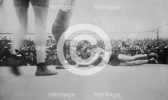 Pelky [i.e., Pelkey] knocked out, 1914. Creator: Bain News Service.