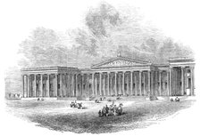 Façade of the new British Museum, 1845. Creator: Ebenezer Landells.