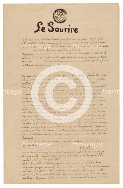 Le sourire: Journal sérieux, Nov. 1899, 1899. Creator: Paul Gauguin.