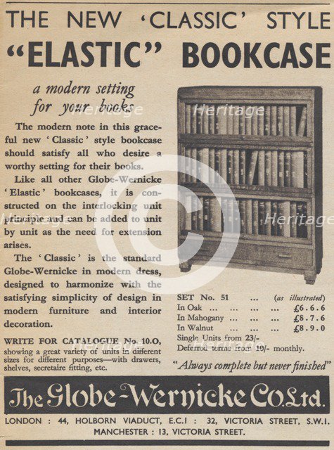 Globe-Wernicke Elastic bookcase, 1937. Artist: Unknown