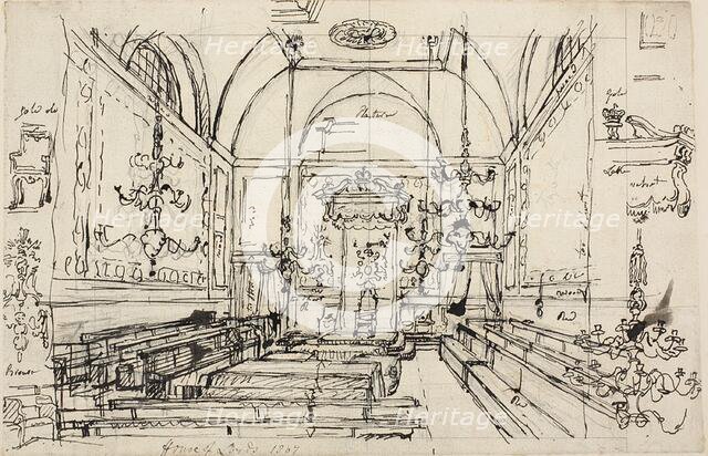 Study for the House of Lords, 1807 (recto); c. 1807 (verso). Creator: Augustus Charles Pugin.