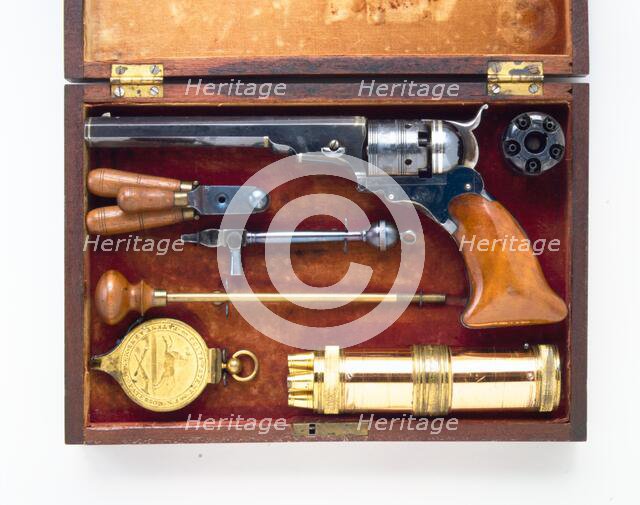 Colt Paterson Percussion Revolver, No. 3, Belt Model, Serial no. 156, American, New Jersey, c1838. Creator: Samuel Colt.