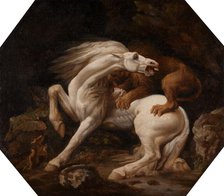Horse Attacked by a Lion (Episode C), between 1768 and 1769. Creator: George Stubbs.