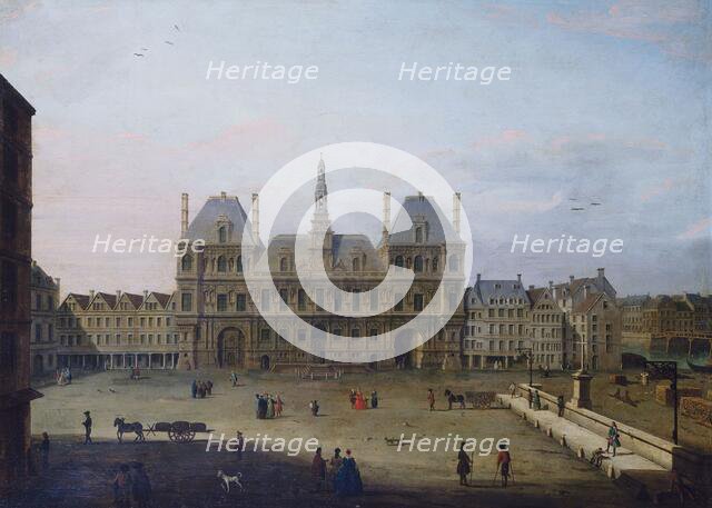 Hotel de Ville and the Place de Greve, around 1720, current 4th arrondissement, c1715-1725. Creator: Unknown.