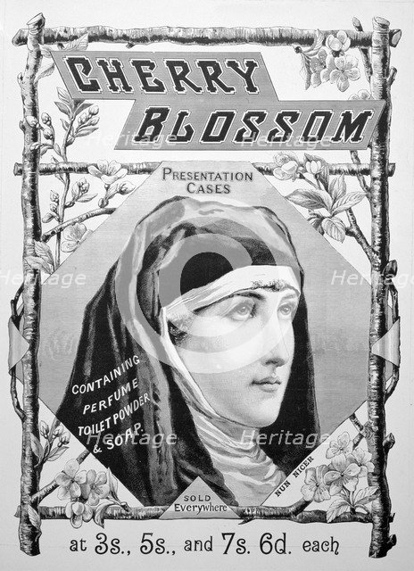 Advert for Cherry Blossom toiletries, 1893. Artist: Unknown