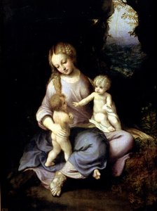  'The Virgin, Jesus and Saint John' oil by Correggio.