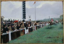 Longchamp races; finishing post, 1886. Creator: Jean Beraud.