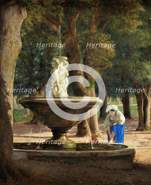 Scene from the Garden of Villa Borghese in Rome, c1839. Creator: Jorgen Pedersen Roed.