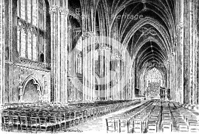 Interior of Bristol Cathedral, 1908-1909.Artist: W Gilliard