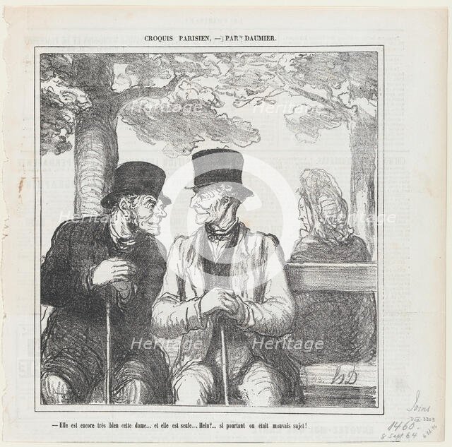 Elle est encore très bien cette dame...et elle est seule, 1864. Creator: Honore Daumier.