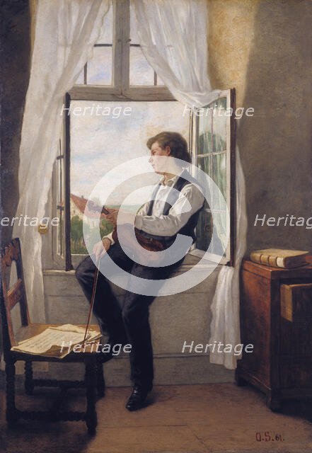 The Violinist by the Window, 1861.  Creator: Otto Scholderer.