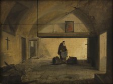Un moine dans une salle voûtée, 1828. Creator: Francois-Marius Granet.